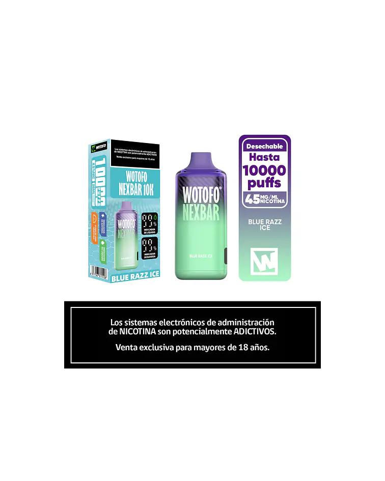 Vaper Desechable Nexbar  10000 puf Blue razz Ice