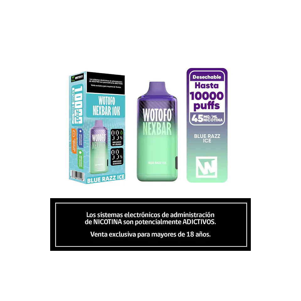 Vaper Desechable Nexbar  10000 puf Blue razz Ice 3