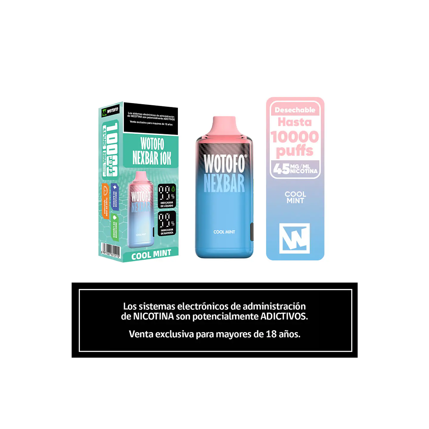 Vaper Desechable Nexbar  10000 puff Coolmint 3