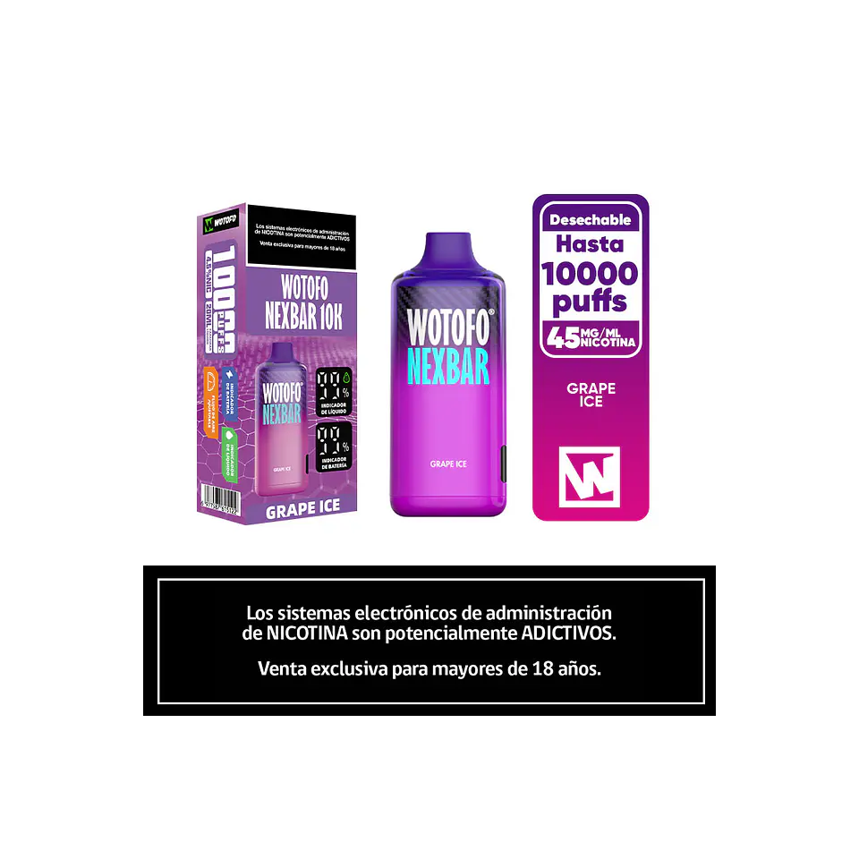Vaper Desechable Nexbar  10000 puff Grapeice 3