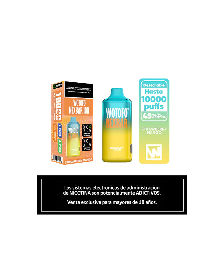 Vaper Desechable Nexbar  10000 puff Strawberry Mango