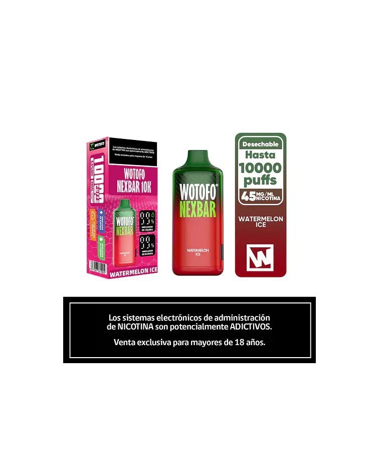 Vaper Desechable Nexbar  10000 puff Watermelon Ice