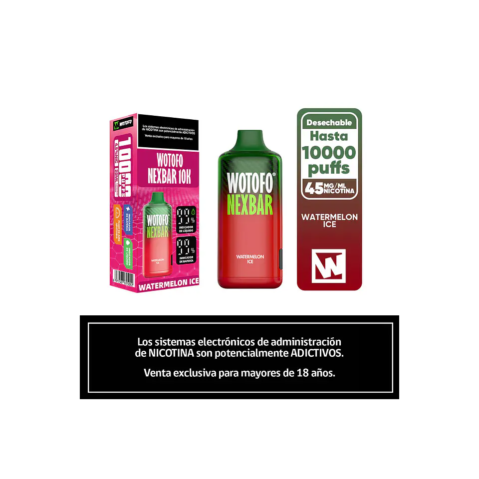 Vaper Desechable Nexbar  10000 puff Watermelon Ice 3