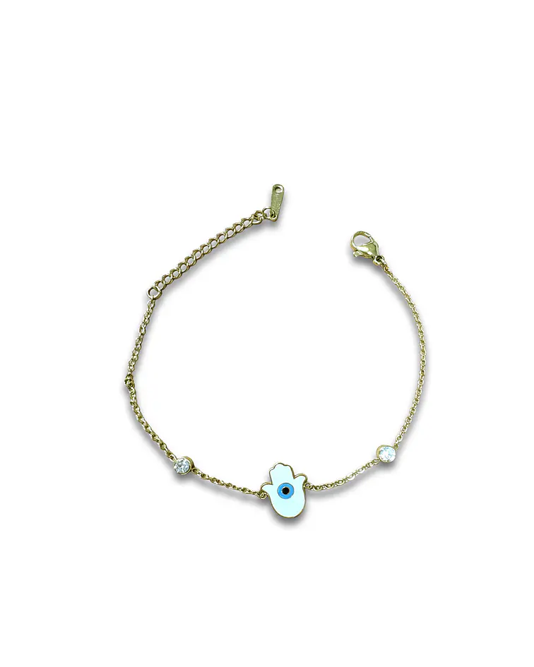 Brazalete / Tobillera de Acero inoxidable Tercer ojo y diamantes