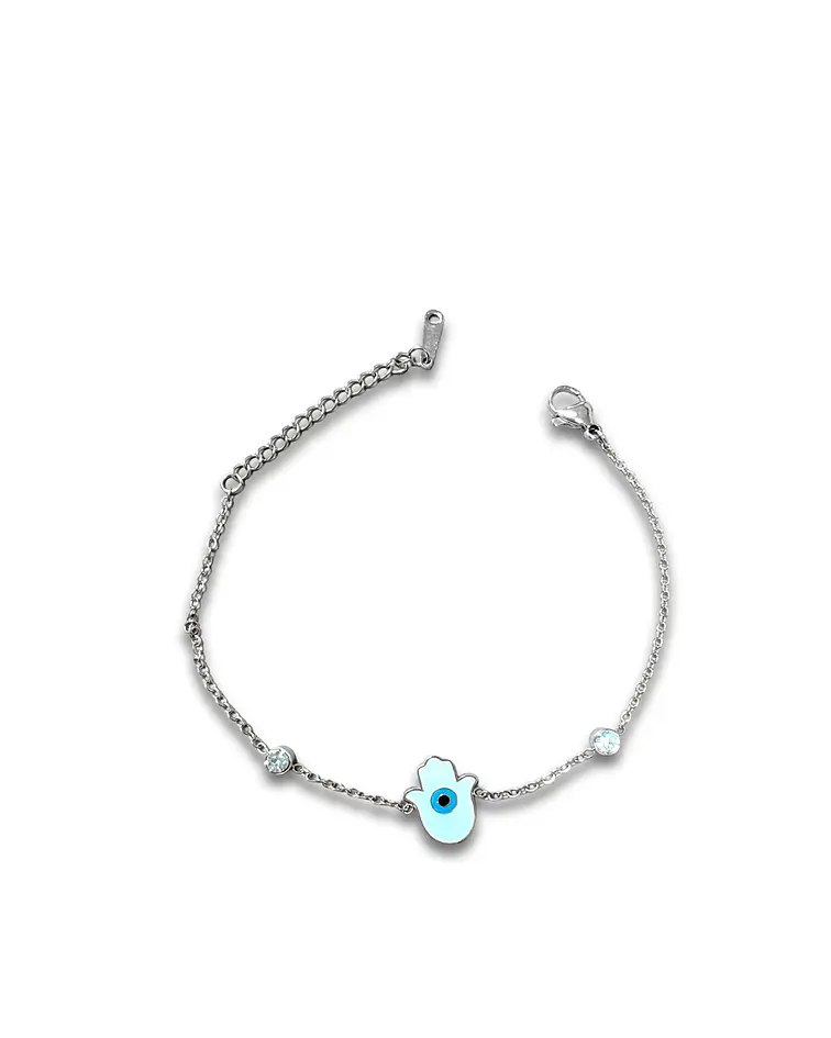Brazalete / Tobillera de Acero inoxidable Tercer ojo y diamantes
