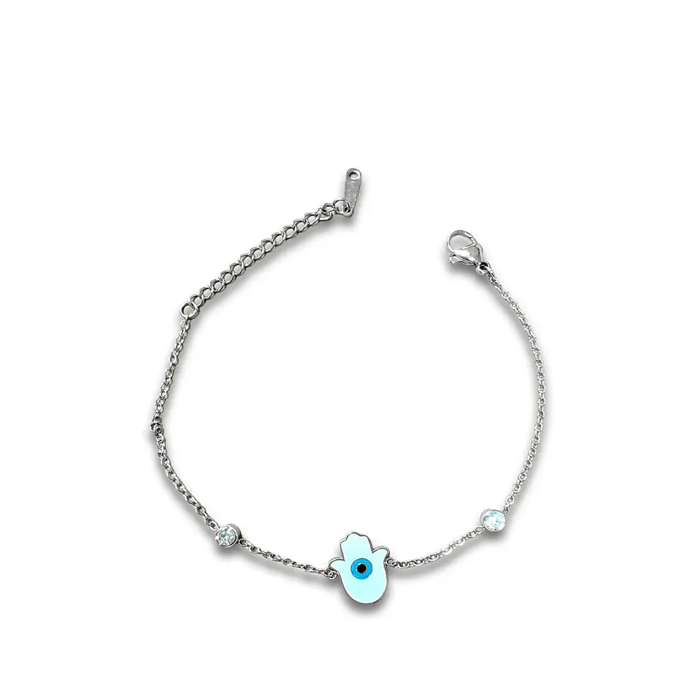 Brazalete / Tobillera de Acero inoxidable Tercer ojo y diamantes 2