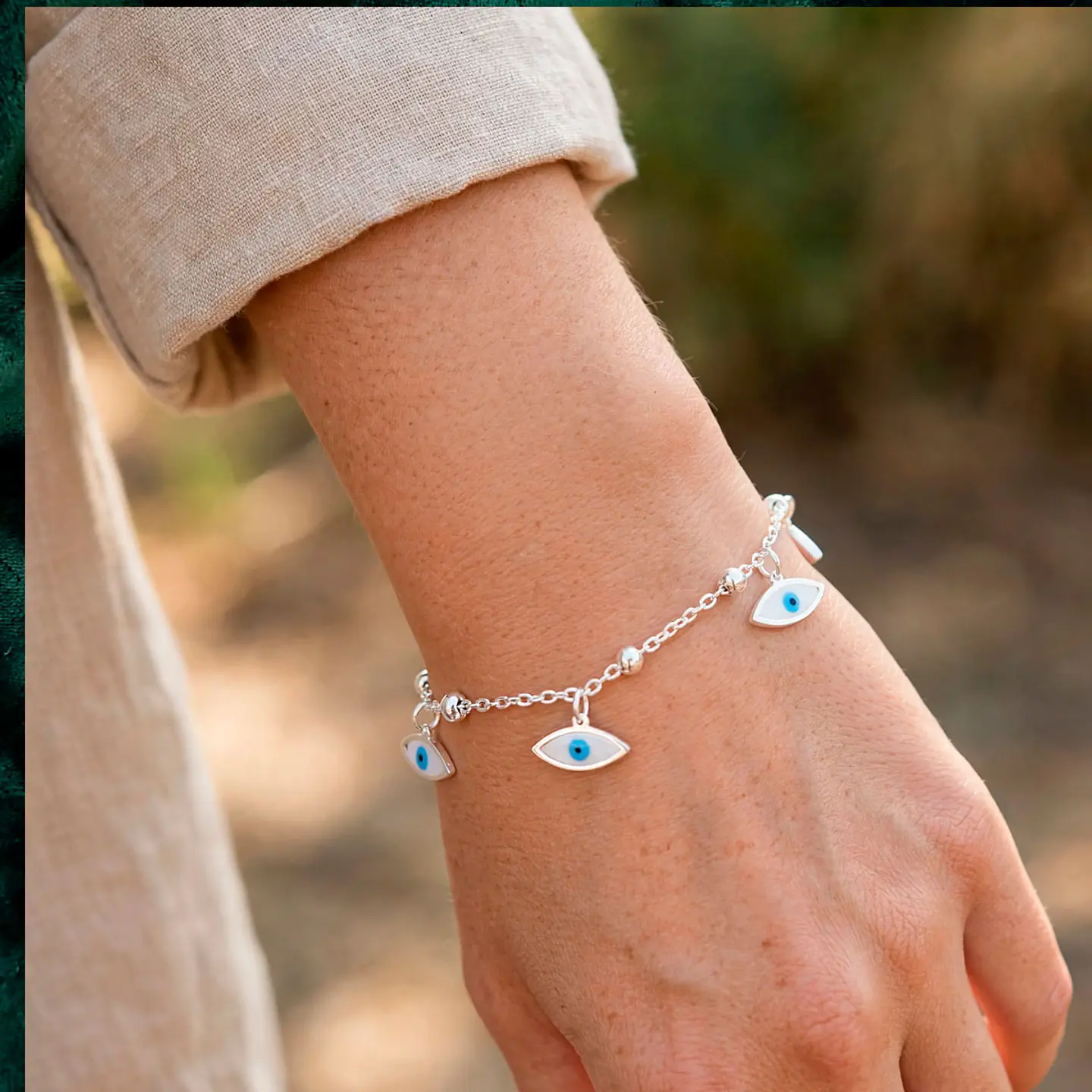 Brazalete de Acero inoxidable tercer ojo dijes 6