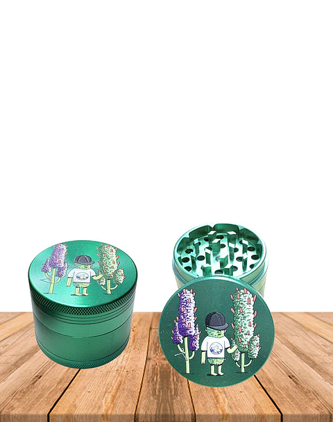 Moledor  Aluminio 4pcs 50mm Verde estampado 