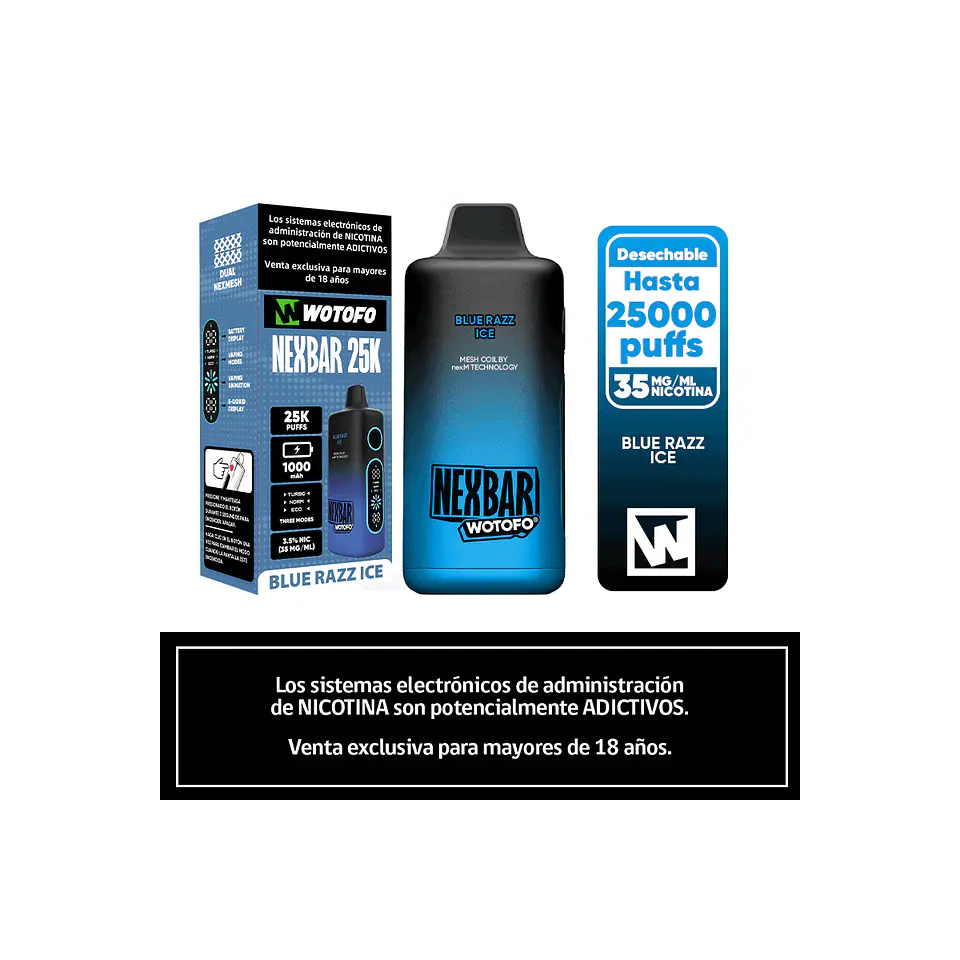 Vaper Desechable Nexbar  25000 puff Blue razz Ice 3