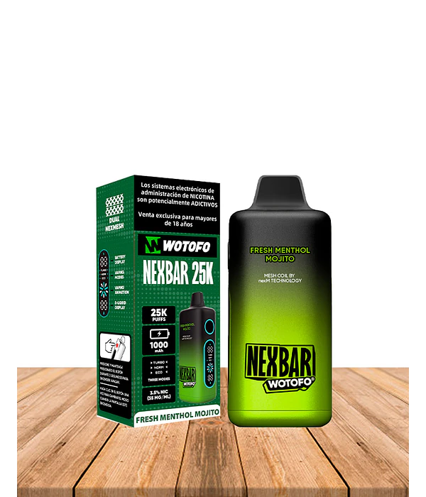 Vaper Desechable Nexbar  25000 puff Fresh Menthol Mojito