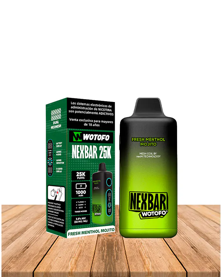 Vaper Desechable Nexbar  25000 puff Fresh Menthol Mojito