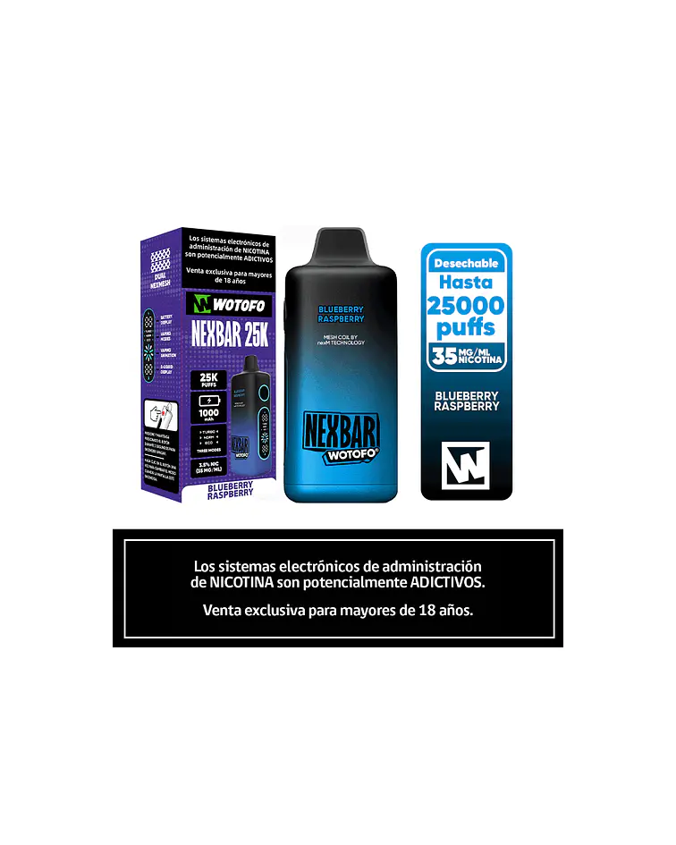 Vaper Desechable Nexbar  25000 puff  Blueberry Raspberry