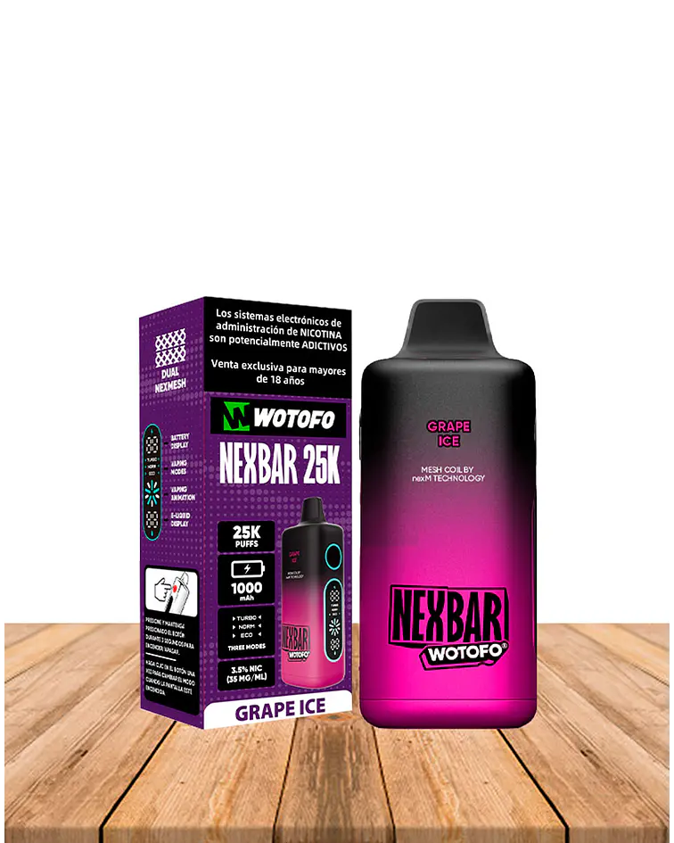 Vaper Desechable Nexbar  25000 puff Grape Ice