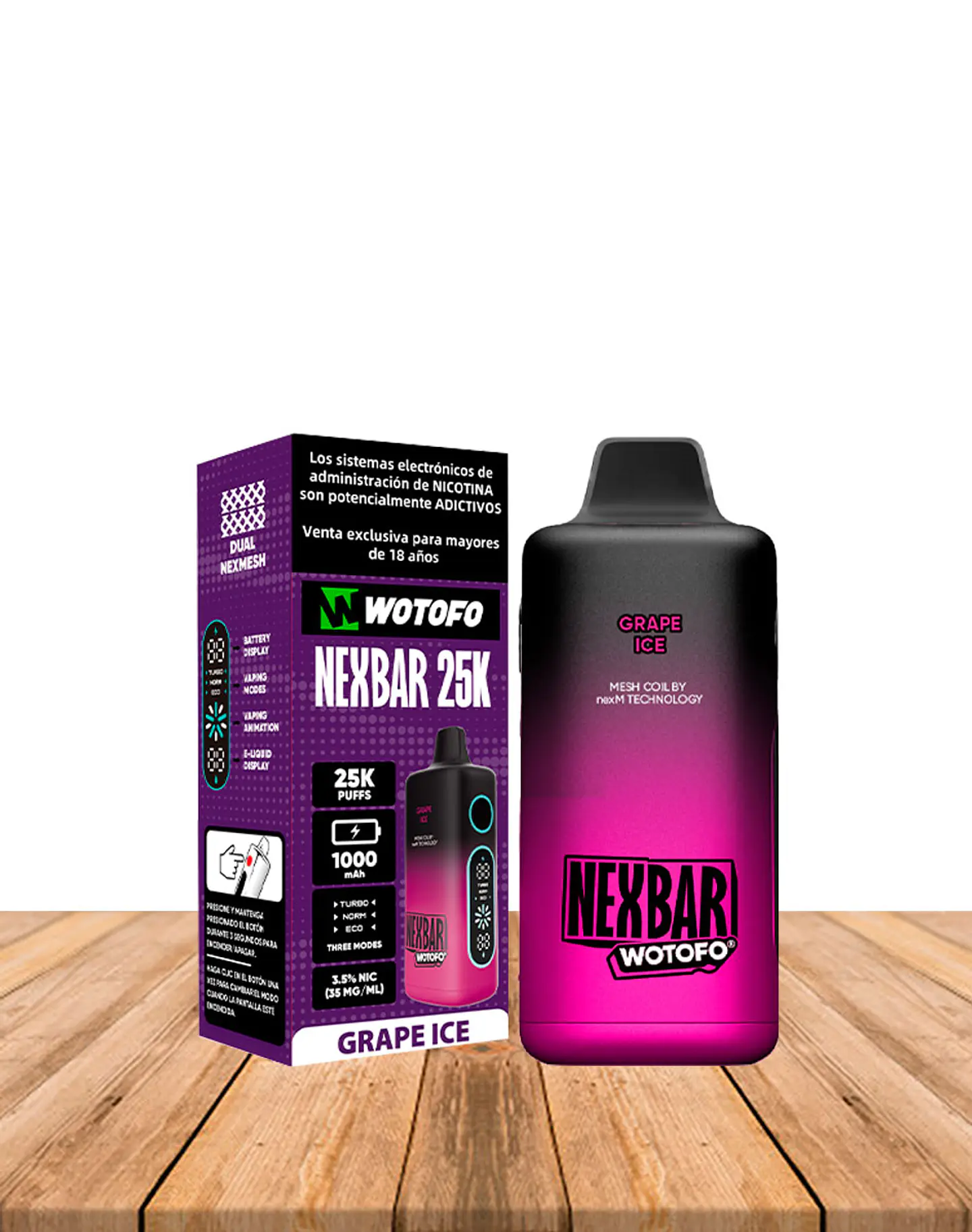 Vaper Desechable Nexbar  25000 puff Grape Ice 1