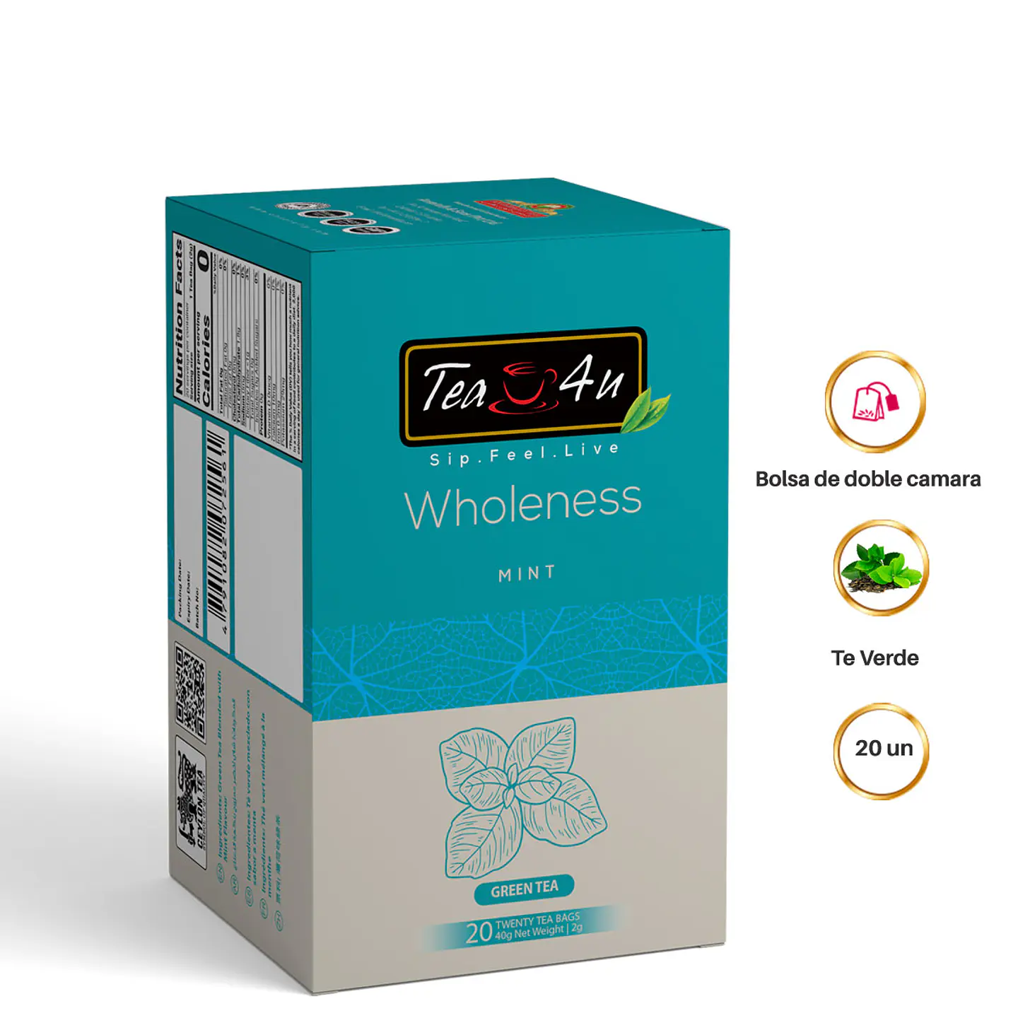 Tea4u Té Verde con Menta 20 bolsitas doble cámara 2