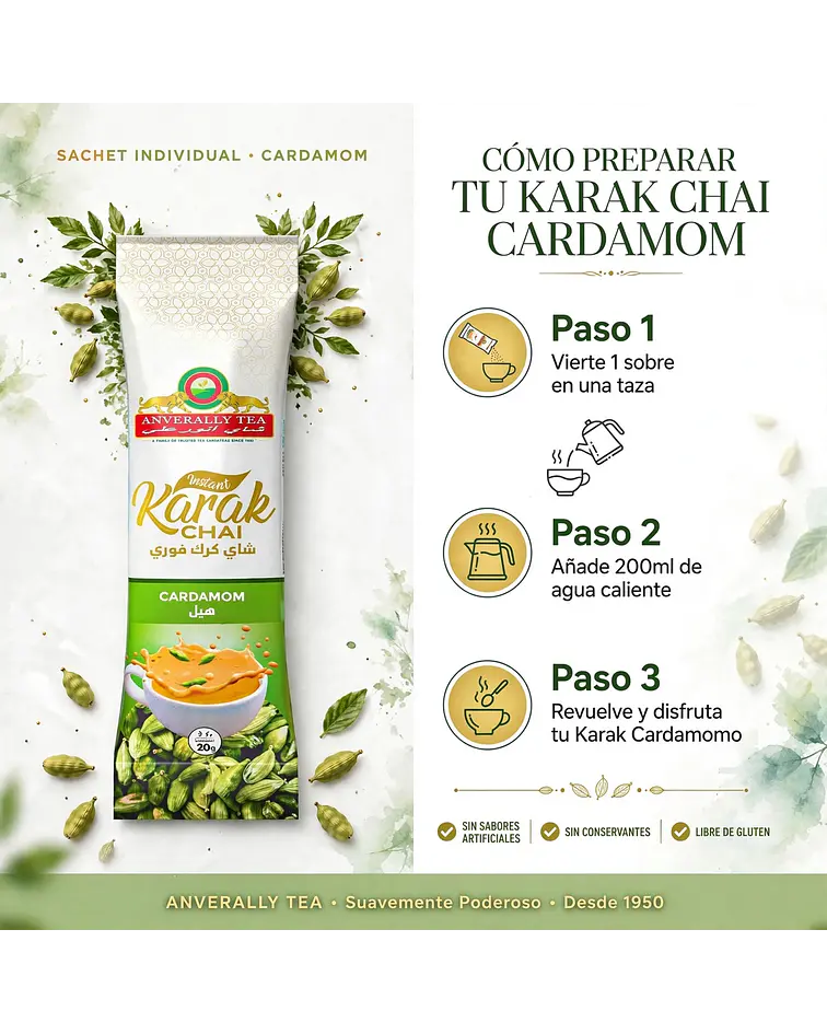 Té Chai Latte Cardamomo Karak Instantáneo