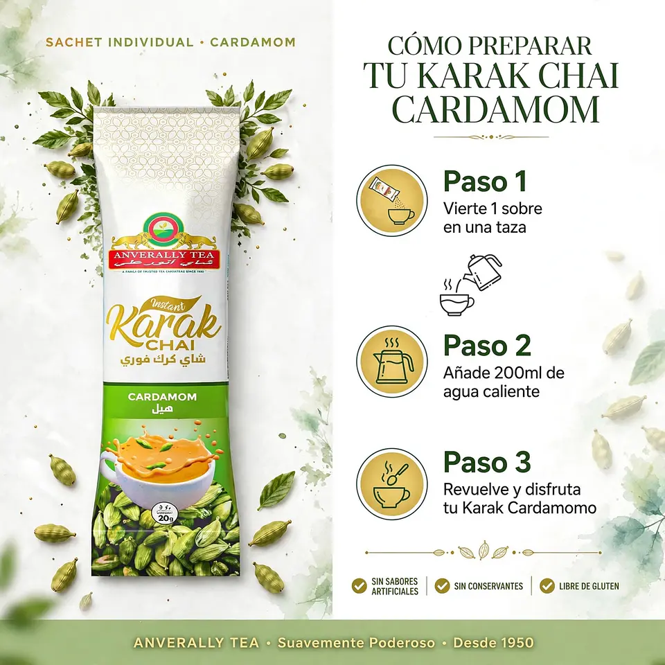 Té Chai Latte Cardamomo Karak Instantáneo 4