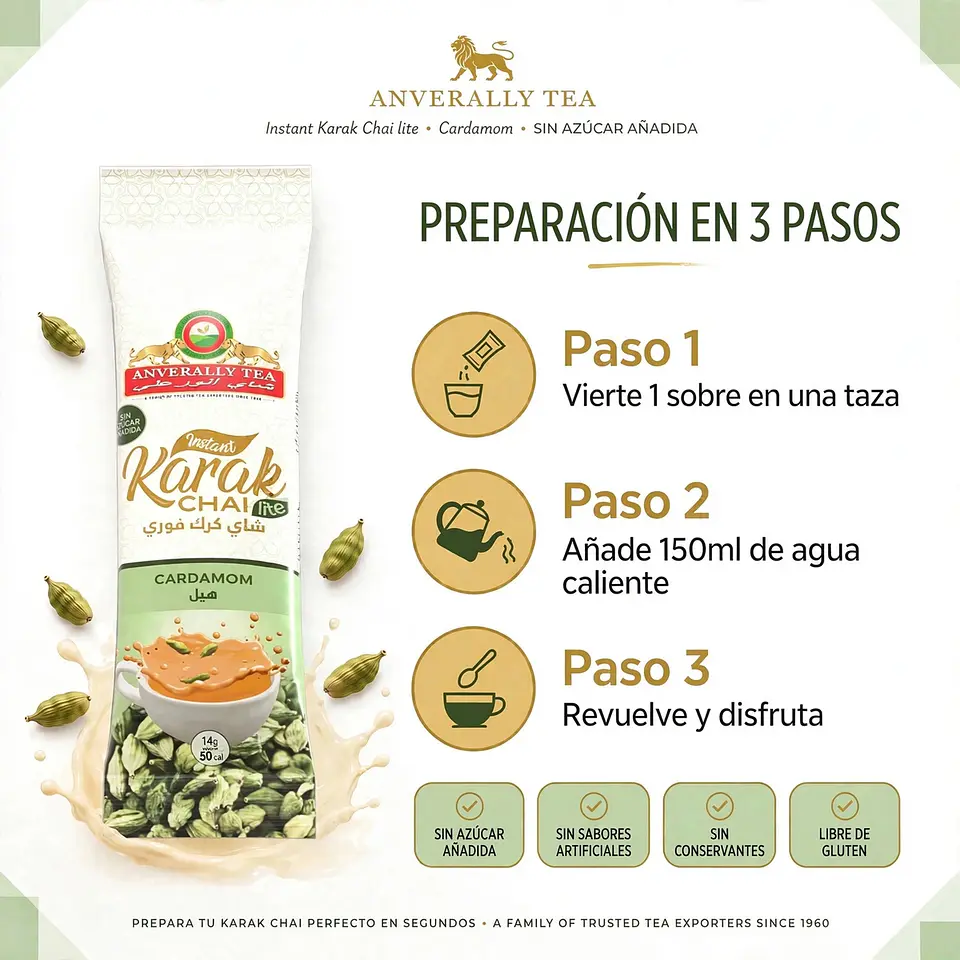 Té Chai Latte Cardamomo lite Karak Instantáneo 3