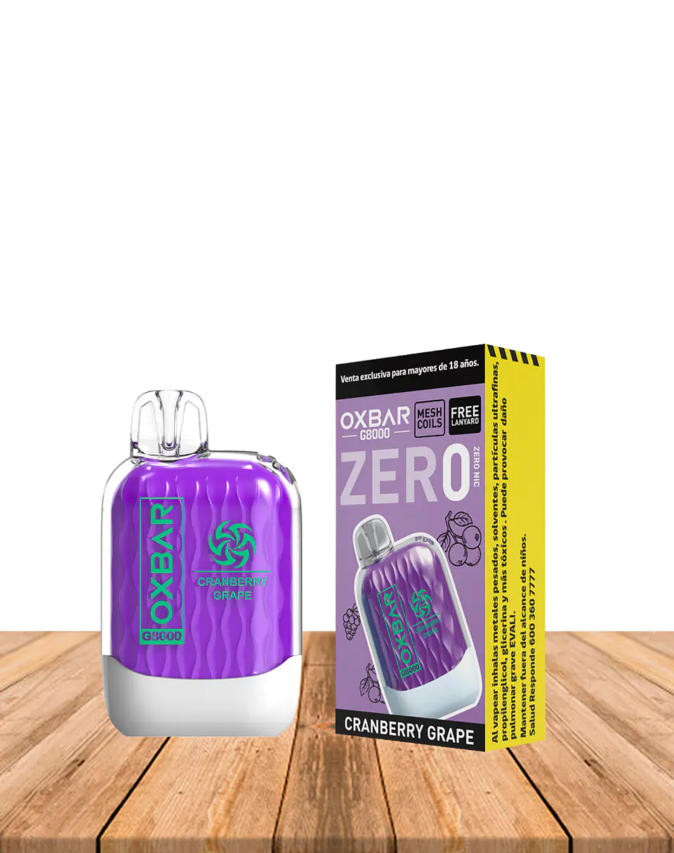 Vaper  Sin Nicotina Oxbar  8000 puff Cranberry grape 1