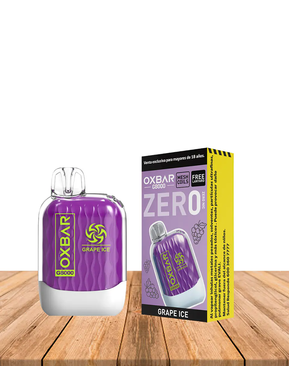 Vaper Desechable sin nicotina Oxbar  8000 puff Grape Ice 1