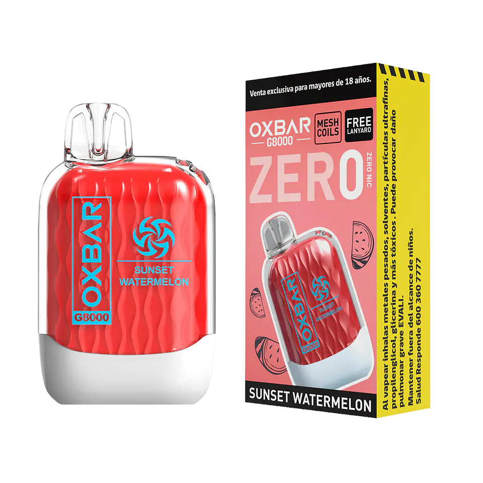 Vaper Desechable sin nicotina Oxbar  8000 puff Sunset Watermelon 3