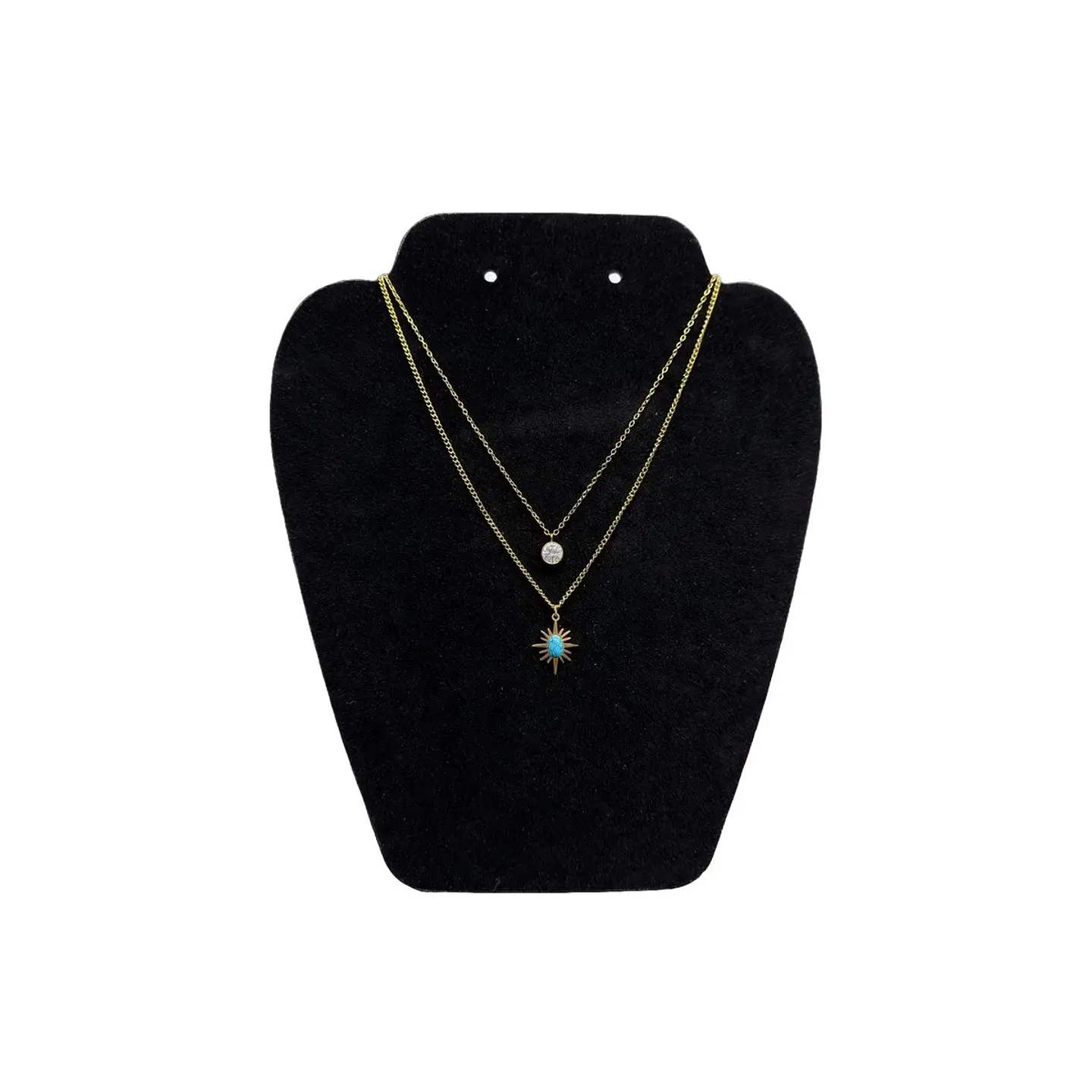 Collar Doble acero inoxidable con Zirconia y piedra 2