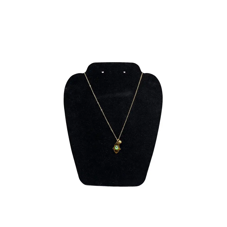 Collar Doble Acero Inoxidable Con Zirconia Mano De Fatima 2