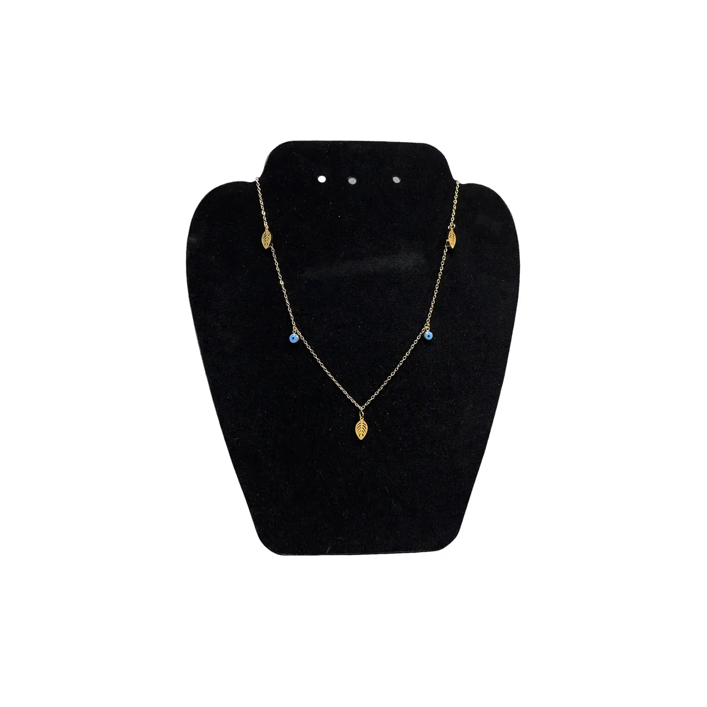 Collar De Acero Inoxidable Con Zirconia Ojo Turco Y Hojas 2