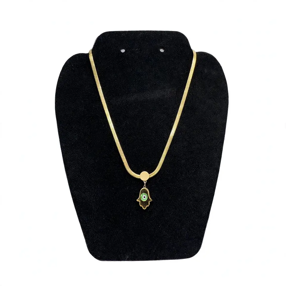 Collar Doble Acero Inoxidable Con Zirconia Y Piedra 2