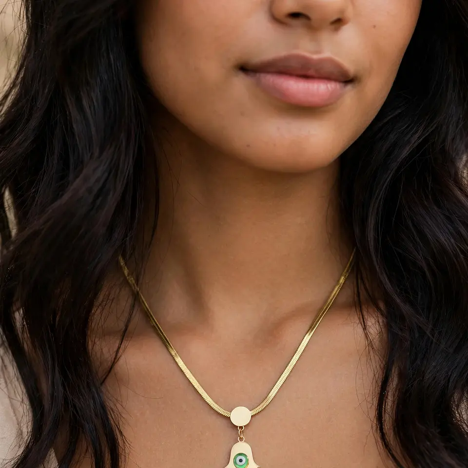Collar Doble Acero Inoxidable Con Zirconia Y Piedra 3