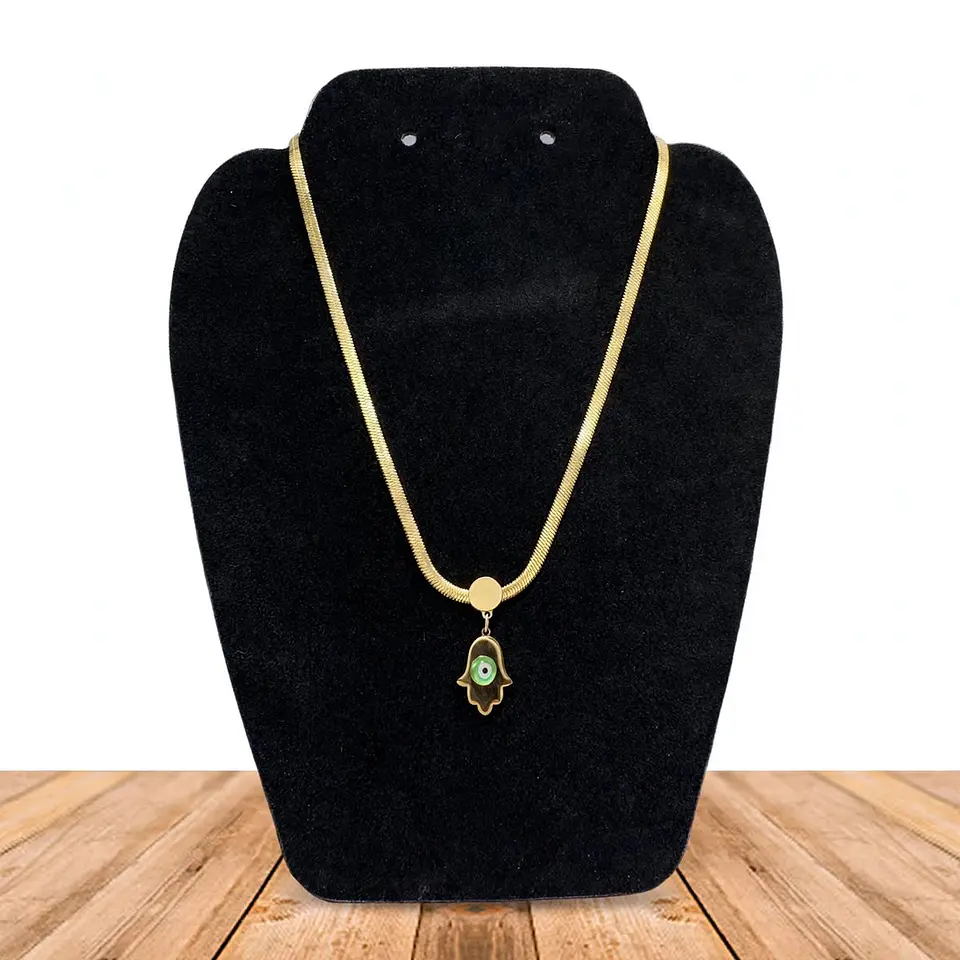 Collar Doble Acero Inoxidable Con Zirconia Y Piedra 1