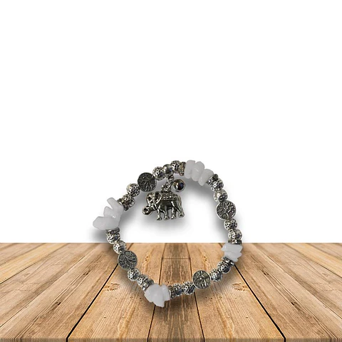  Pulsera Con Elefante Y Piedras Blancas JI19-354