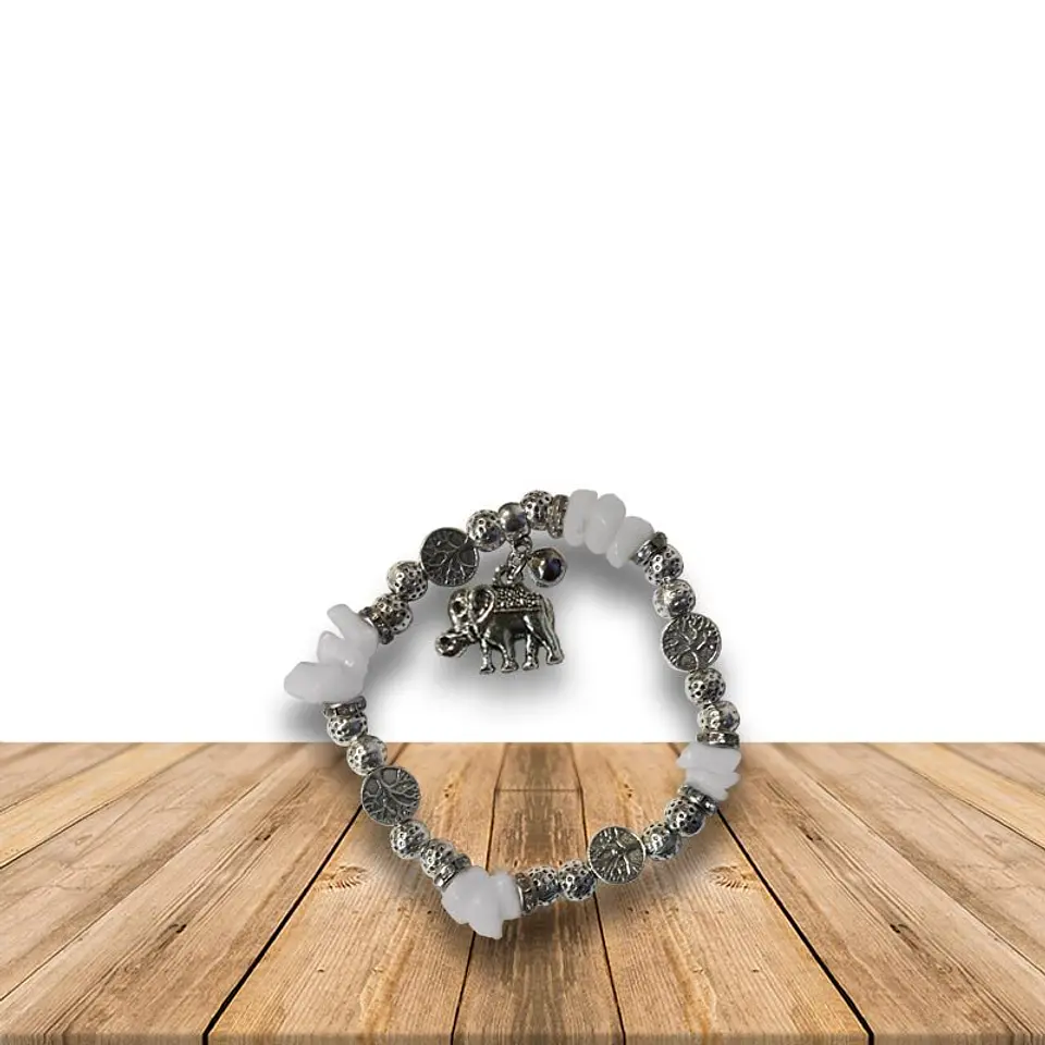  Pulsera Con Elefante Y Piedras Blancas JI19-354 1