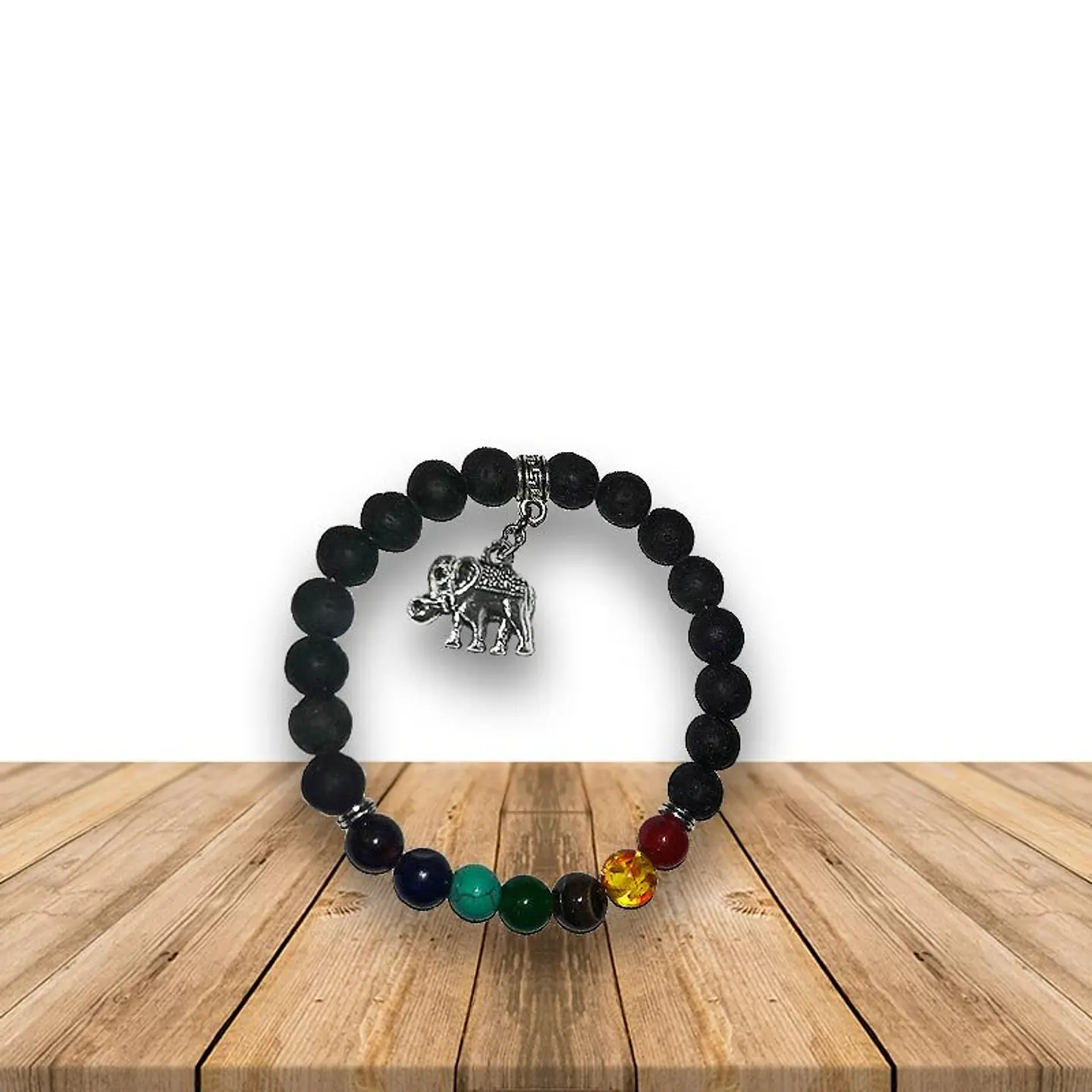 Pulsera 7 Chakras Piedra Volcánica 1