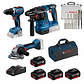 Conjunto Atornilladora GSR 18V-65 + Amoladora GWS 18V-8 (125) + Martillo perforador GBH 18V-22 + 4 Baterías 18V 4.0Ah PRIMEKIT BOSCH - Miniatura 1