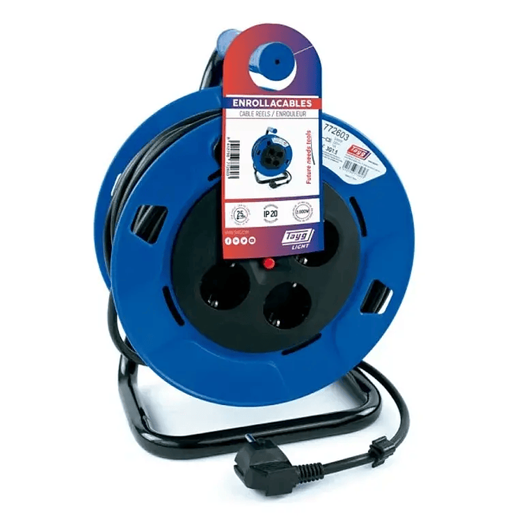 Extensión con Enrollador de Cable Eléctrico IP20 4.000W H05VV-F 3x1.5mm 25 Metros TAYG 2