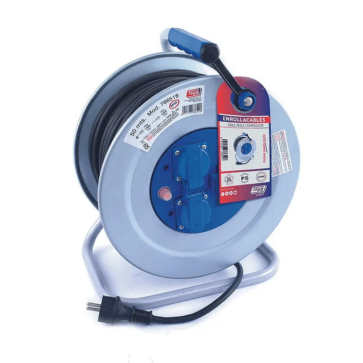 Extensión con Enrollador Metálico de Cable Eléctrico IP55 4.000W H05VV-F 3x2.5mm 50 Metros TAYG 1