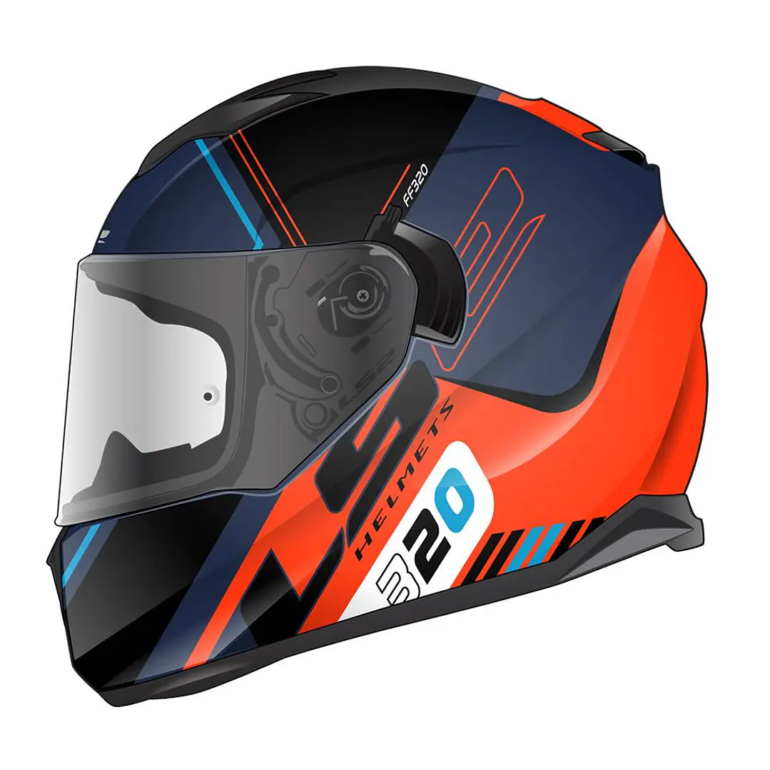 Casco Integral Ls2 Ff320 Stream Evo Sche azul naranjo 1