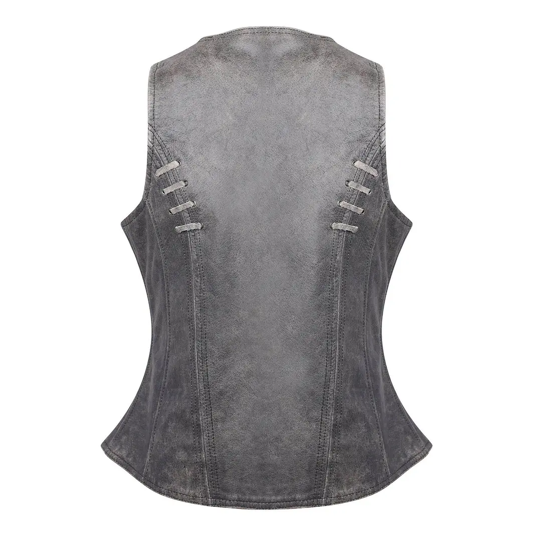 Chaleco Gray Premium Soft Goatskin HLM1038DG Mujer 3