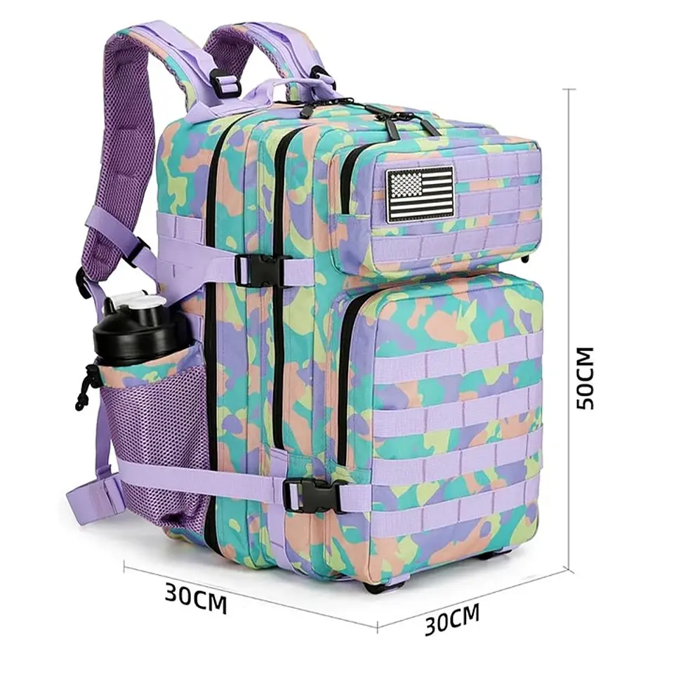 Mochila 45 Litros Táctica Verde Lila Camo 2
