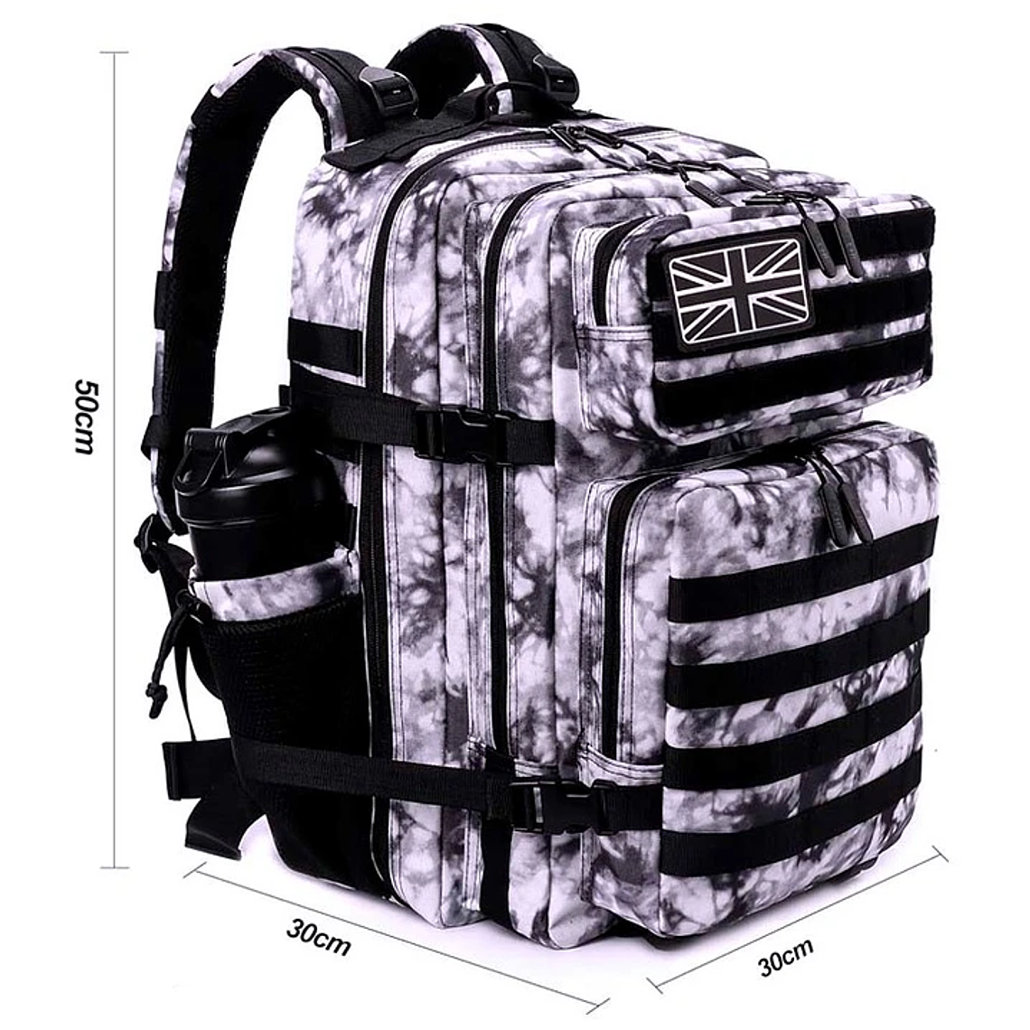 Mochila Táctica 45 Litros Negro Blanco 1