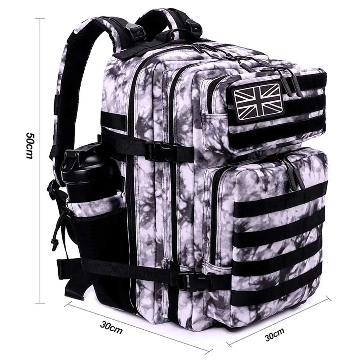 Mochila Táctica 45 Litros Negro Blanco 1