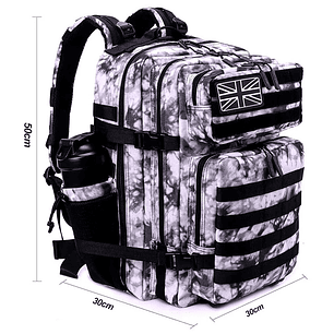 Mochila Táctica 45 Litros Negro Blanco