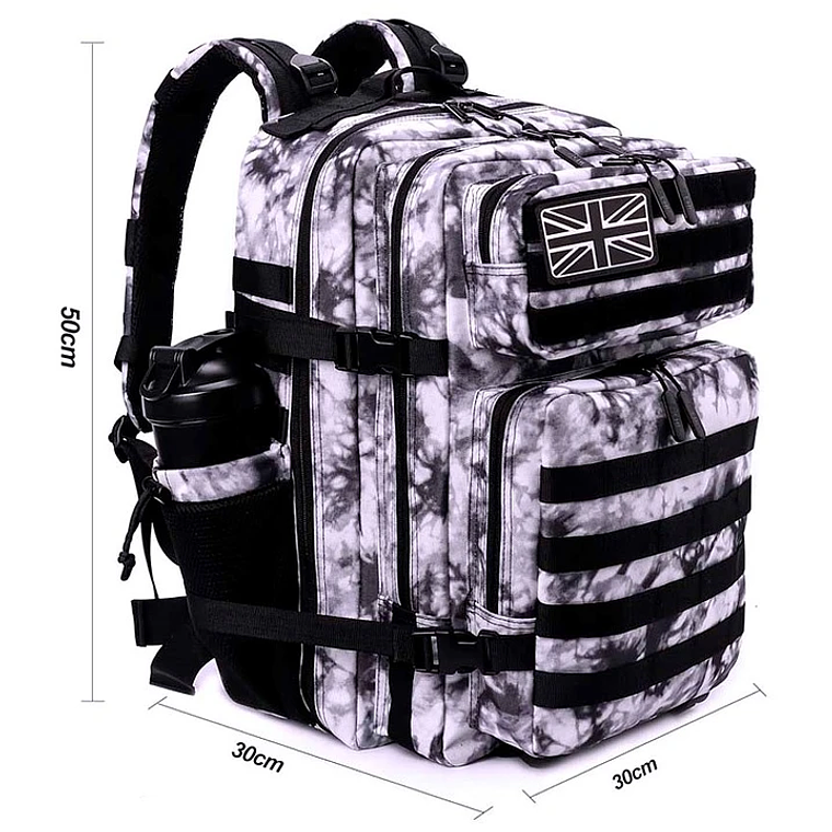 Mochila Táctica 45 Litros Negro Blanco 1