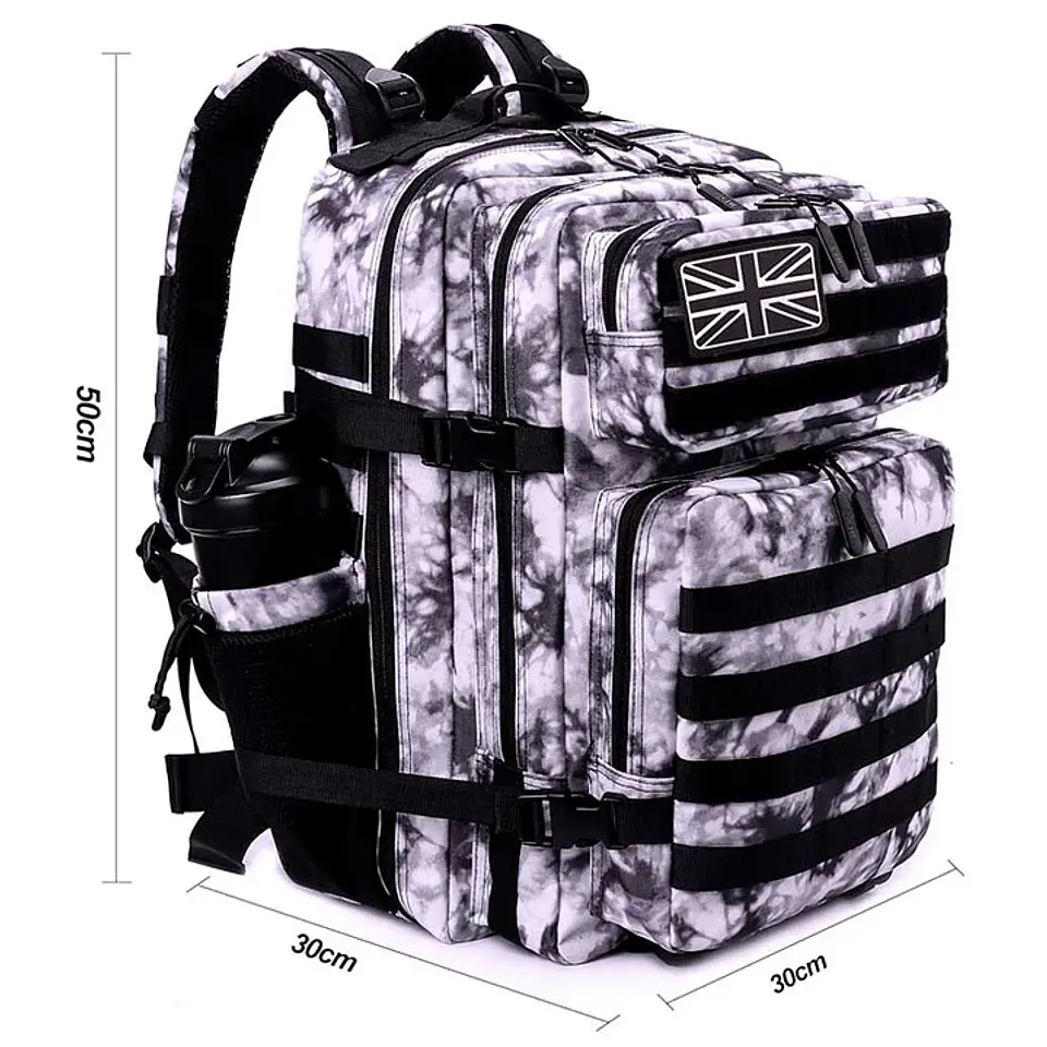 Mochila Táctica 45 Litros Negro Blanco 1