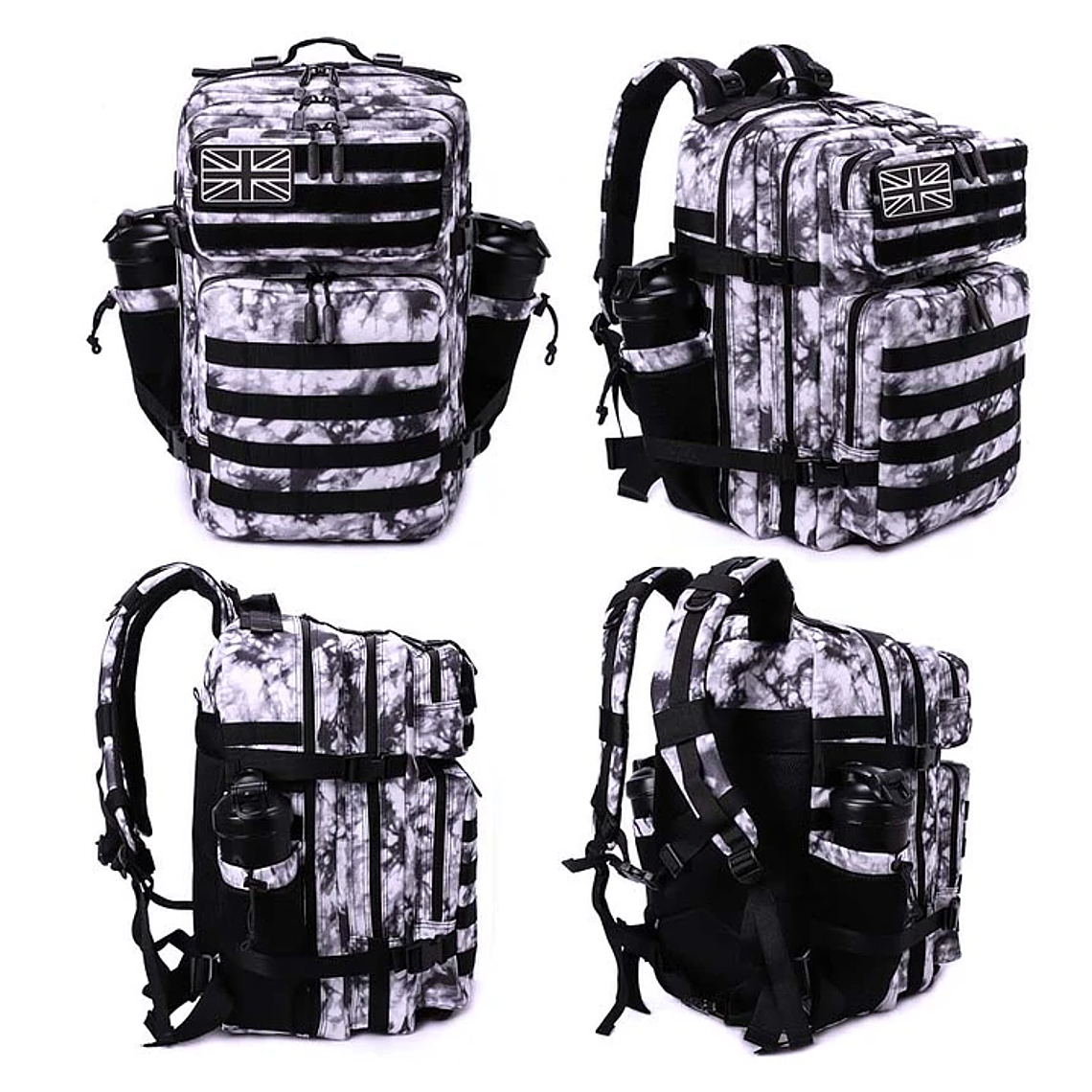 Mochila Táctica 45 Litros Negro Blanco 2