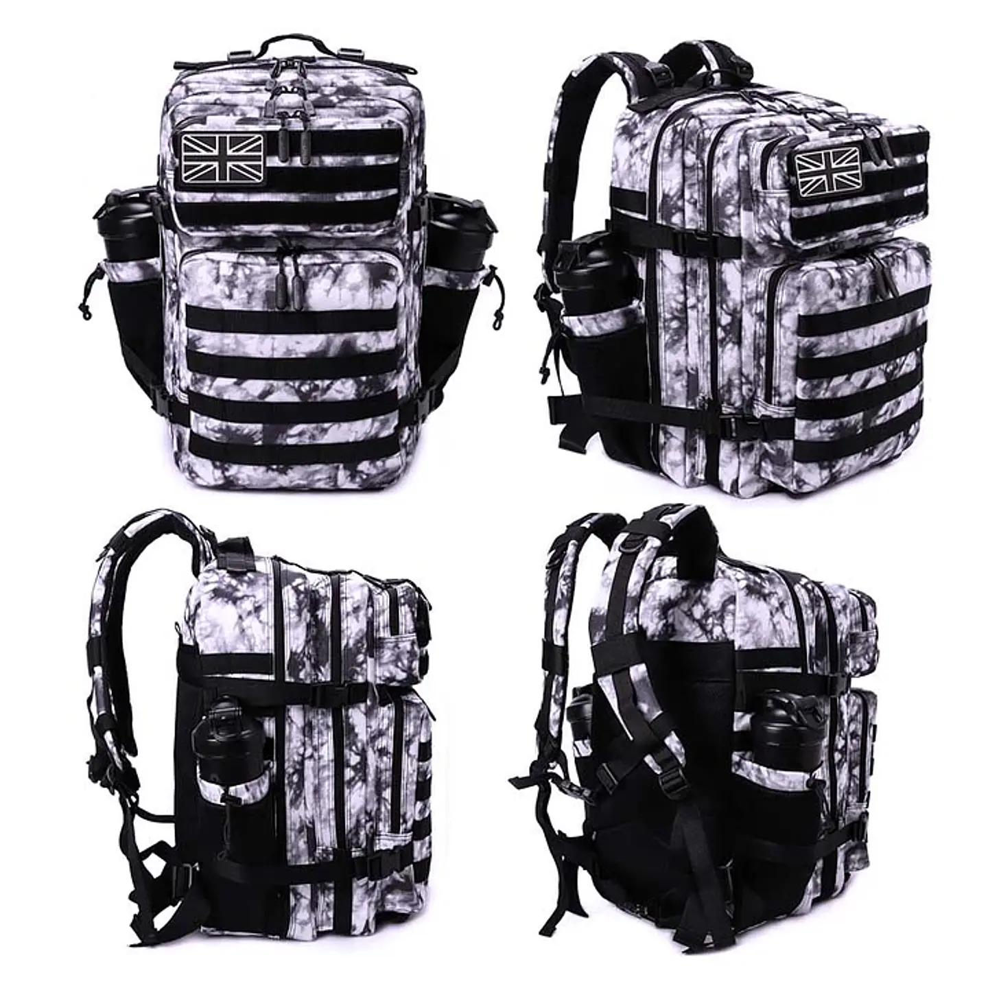 Mochila Táctica 45 Litros Negro Blanco 2