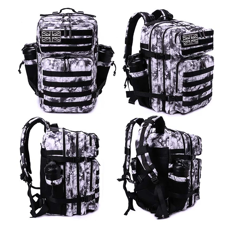 Mochila Táctica 45 Litros Negro Blanco 2