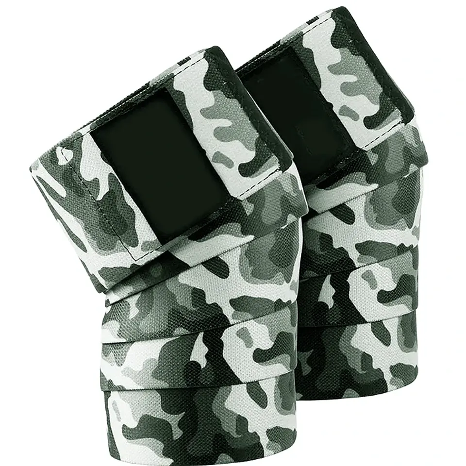 Rodilleras Powerlifting Levantamientos Tipo Venda Gris Camo 1