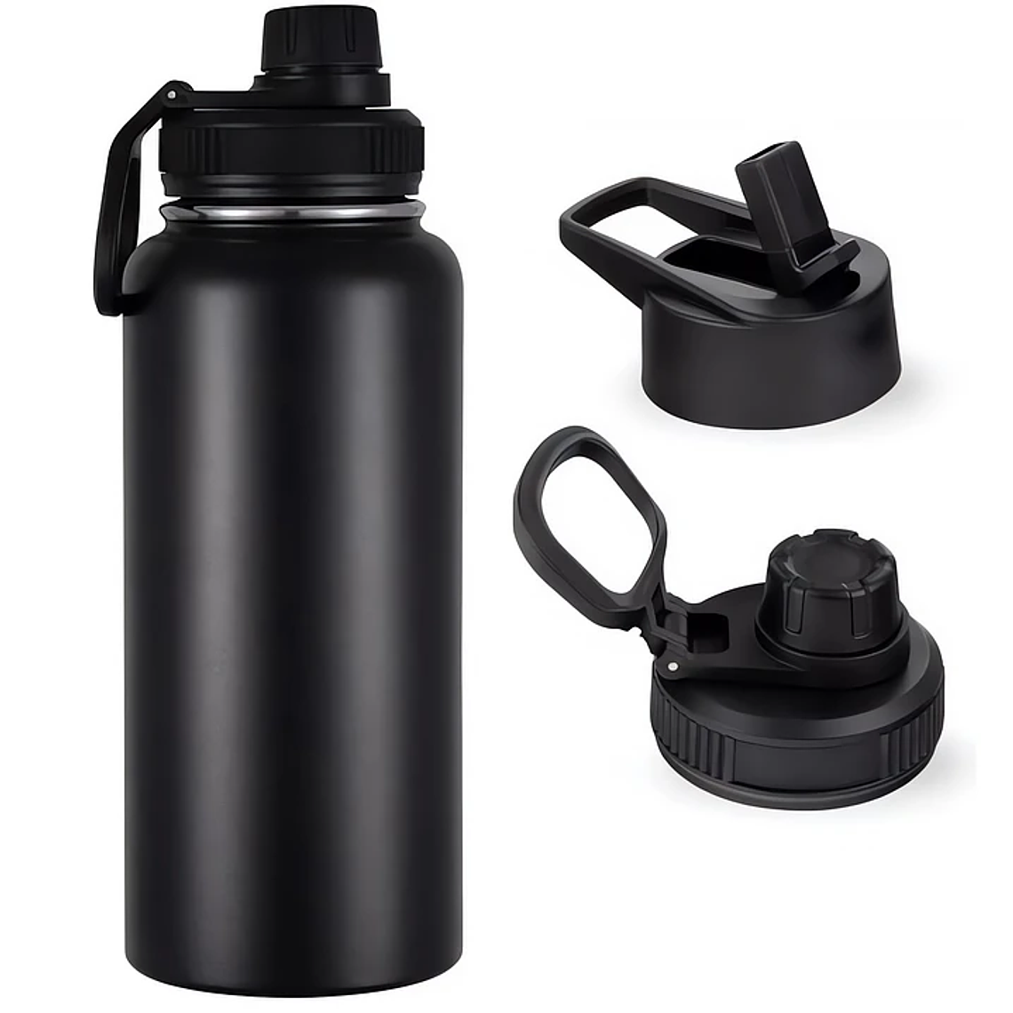 Botella Termica Termo Agua Acero Inoxidable 1 Litro 2 Tapas 1